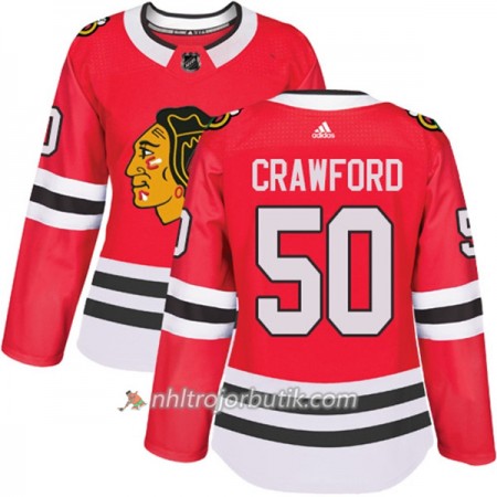 Dame Ishockey Chicago Blackhawks Tröja Corey Crawford 50 Adidas 2017-2018 Röd Authentic